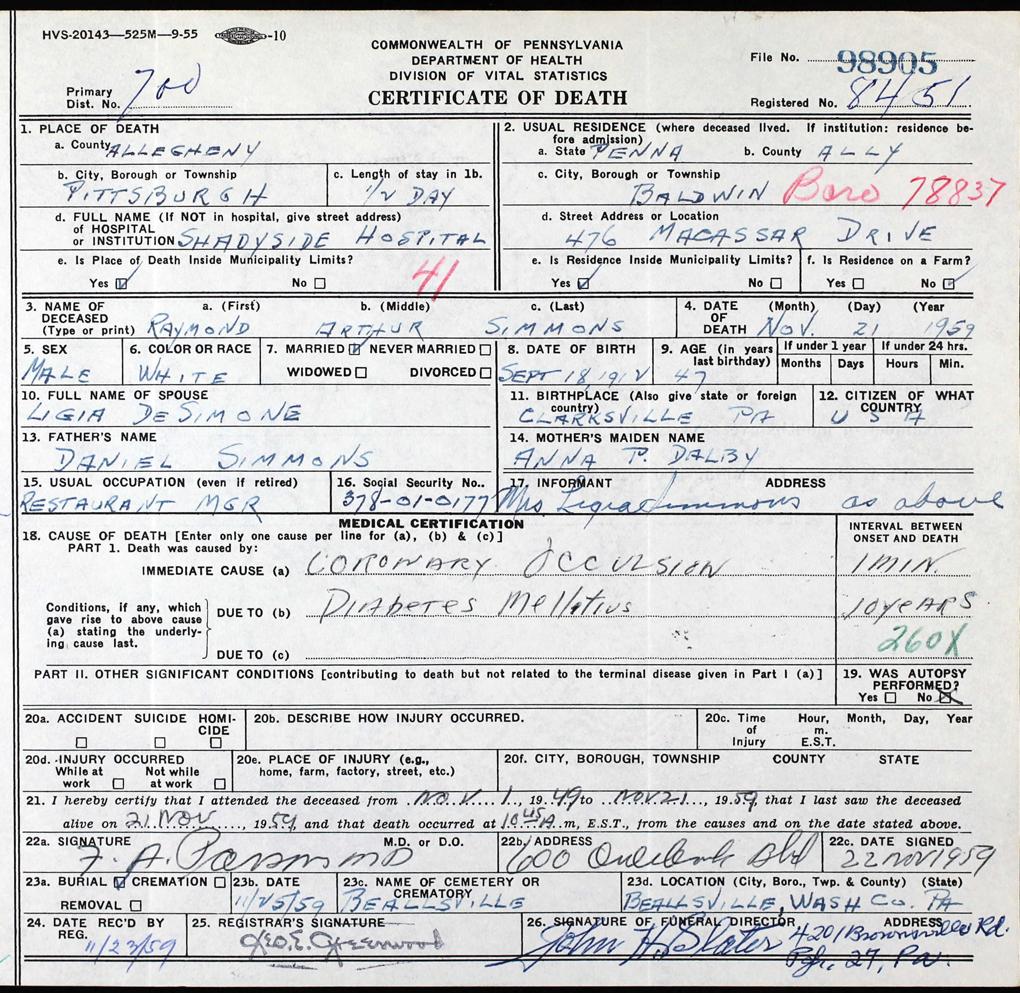 death certificate